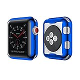 Smiling Apple Watch 3 Case with Built in TPU Screen Protector All-Around Protective Case High Definition Clear Ultra-Thin Cover for Apple iwatch 42mm Series 3 and Series 2 (Blue)
