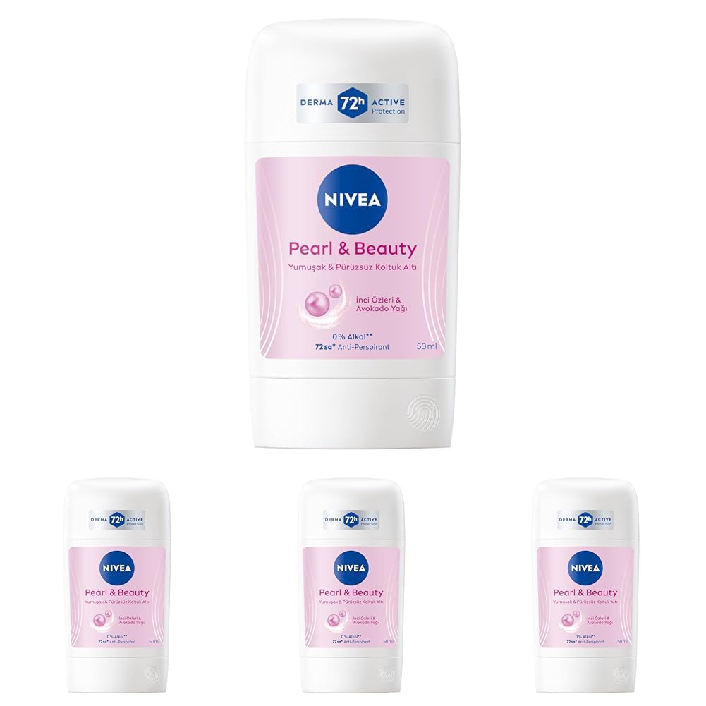 NIVEA Kadın Stick Deodorant Pearl & Beauty 50ml, 72 Saat Anti-perspirant, Yumuşak ve Pürüzsüz Koltuk Altı (4 paketi)