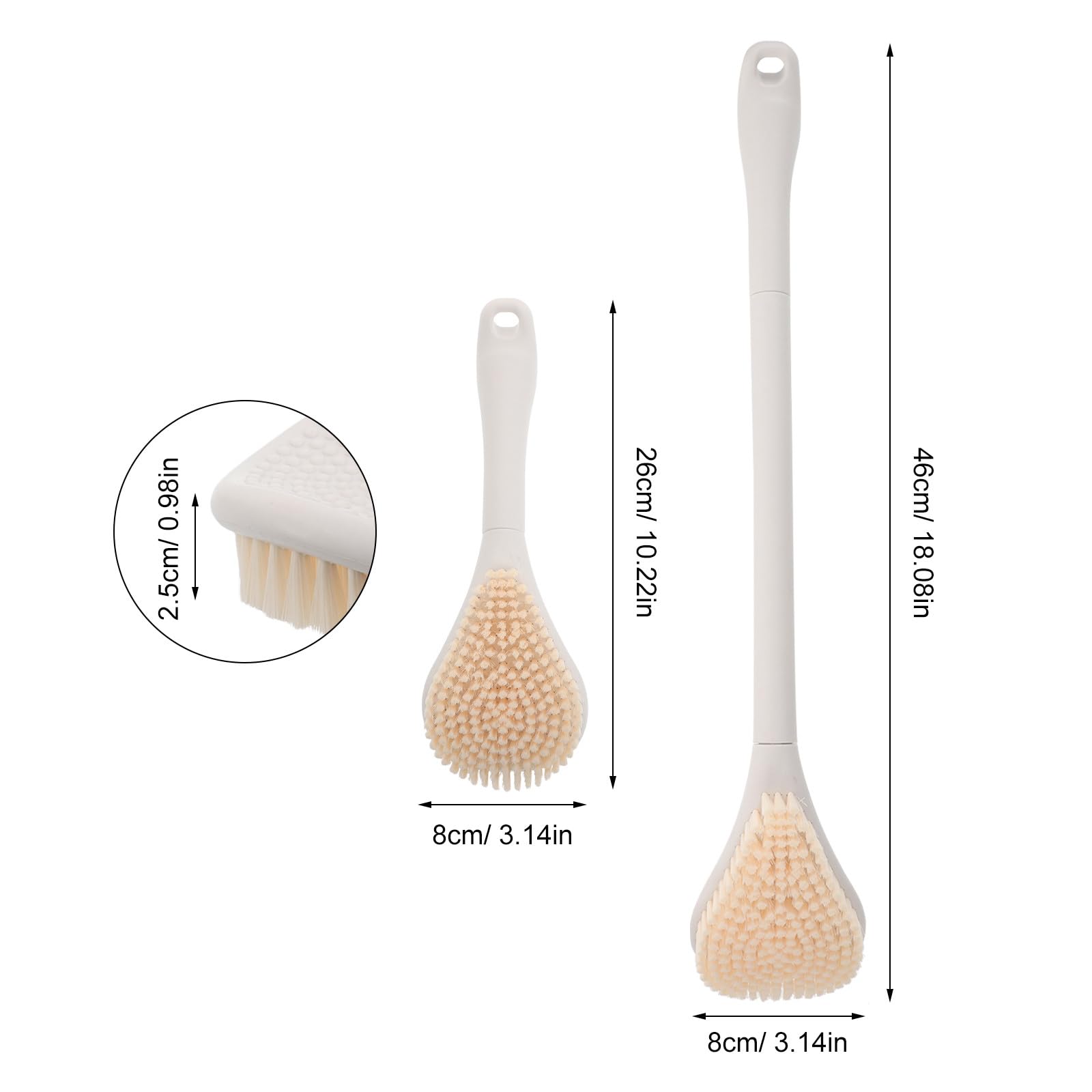 Cepillo Limpiador de Pies de Mango Largo para Ducha y Baño | Doble Cara, Abs y Pa, Color Blanco, Diseño Ergonómico, Limpieza Profunda de Piel Muerta