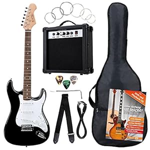 Rocktile Banger’s Pack Compleetset E-Gitaar Zwart (Versterker, Tremolo, Tas, Kabel, Bandje, Plectrums, Vervangingssnaren en School met CD/DVD)