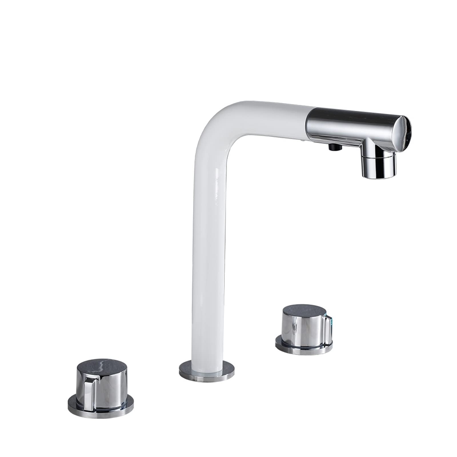 Mitigeur robinet de bain blanc haut à double poignée avec bec rétractable