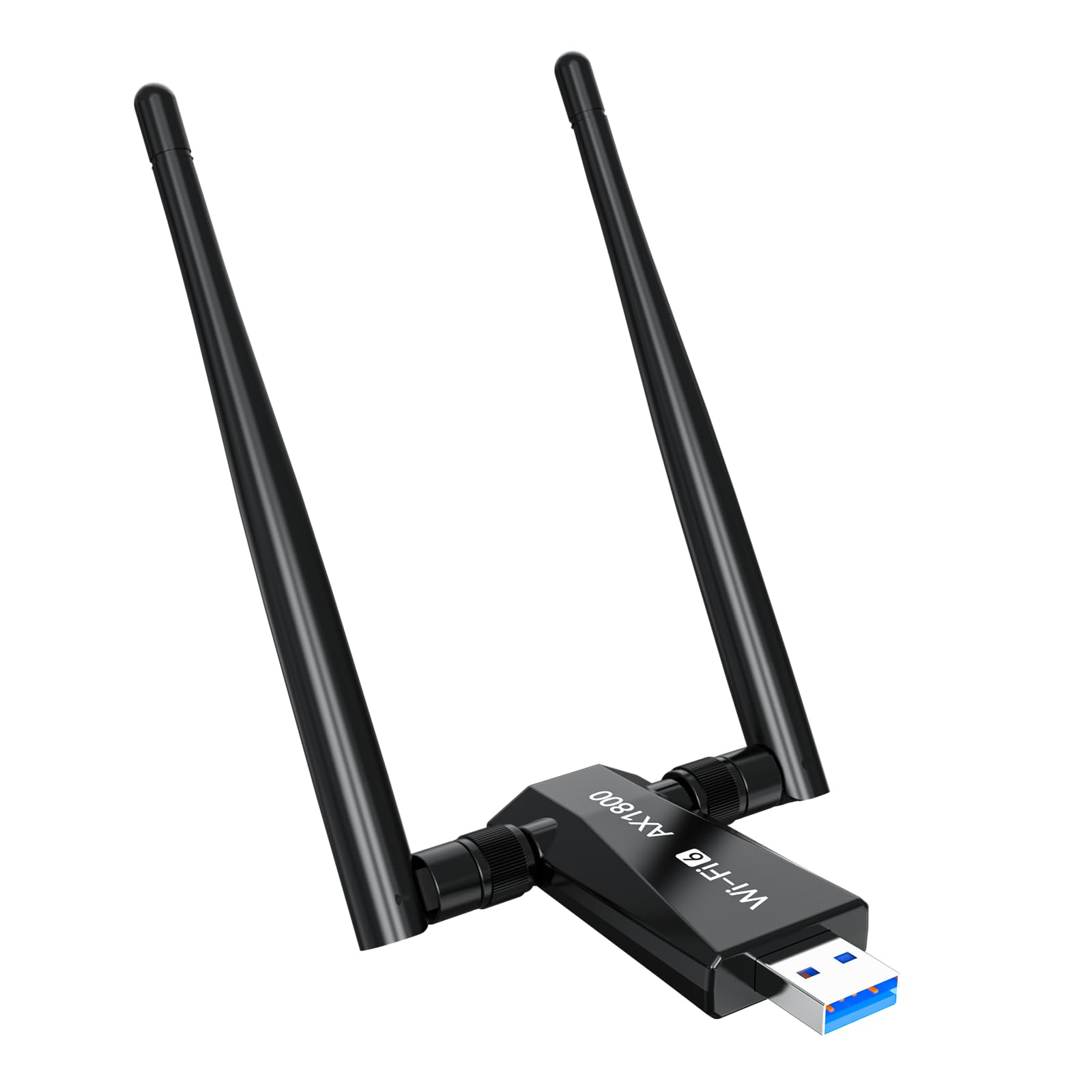 Adaptador USB WiFi 6 para PC de escritorio, adaptador de red inalámbrico AX1800 con antena de 2.4 GHz, 5 GHz, alta ganancia de doble banda de 5 dBi, WPA3, compatible con Windows 11/10