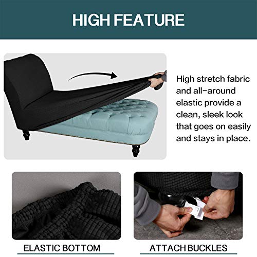 Fantasdecor Chaise Lounge Cover Stretch Chaise Chair Covers For Living Room Chaise Slipcover Armless Chaise Lounge Indoor Slipcover For Bedroom Chaise Soft Jacquard Fabric Machine Washable, Black #TOP4
