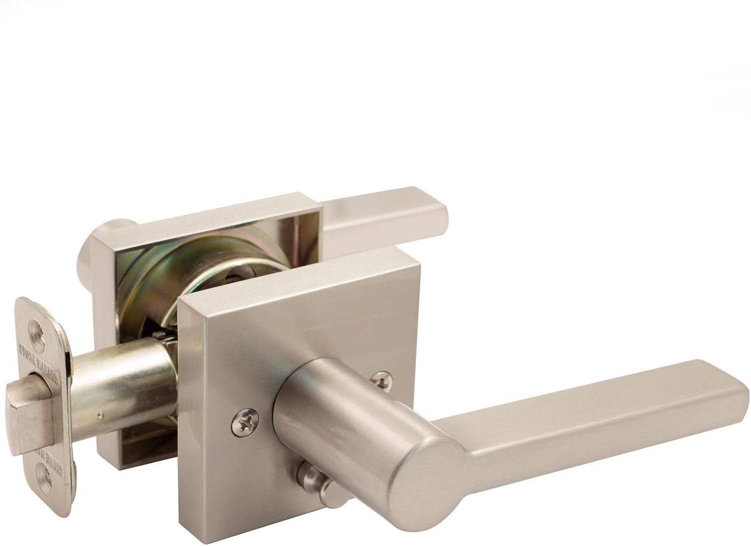 Stone Harbor Hardware Vienna Door Lever with Square Rosette, Privacy (Bed/Bath) Latch, Matte Black