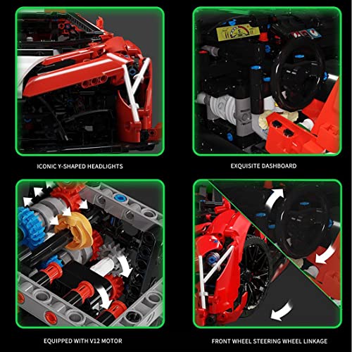 AMOC Technik Statische Version Sportwagen Baukasten für Lamborghini, 3611 Teile+ 1:8 Sportwagen Bauset, Kompatibel mit… – Bild 4