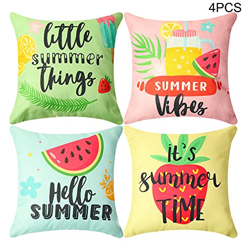 maxgoods Summer Pillow Covers 18 x 18 Inch Set of 4 Summer Decorations Farmhouse Throw Pillow Covers Pineapple Ice Cream Pillowcase Linen Cushion Case for Couch and Home Decor (1) maxgoods Summer Pillow Covers 18 x 18 Inch Set of 4 Summer Decorations Farmhouse Throw Pillow Covers Pineapple Ice Cream Pillowcase Linen Cushion Case for Couch and Home Decor (1)