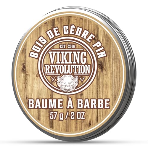Viking Revolution - Baume Barbe Homme avec Huiles d'Argan & Jojoba - Coiffe, Renforce & Adoucit la Barbe & la Moustache - Barbe Baume Bio Sans Rinçage pour Homme - Parfum Cedar & Pine - 57 g