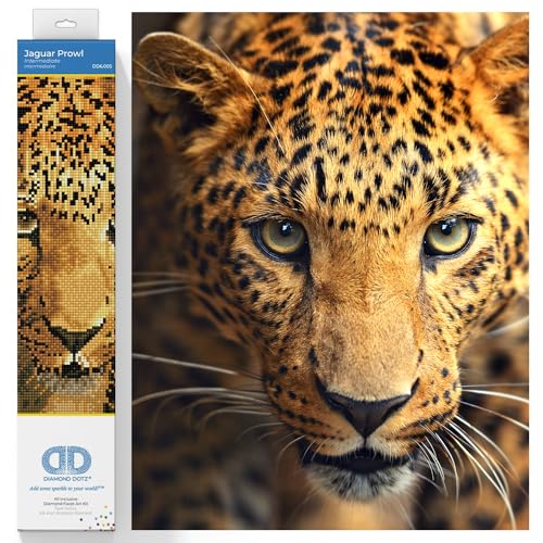 DIAMOND DOTZ DD6.005 - Original 5D Diamond Painting Set Jaguar, Kreativset mit 11.808 Diamant Mosaiksteinen, Malset ca. 43 x 35 cm, DIY Komplettset für Erwachsene und Kinder ab 8 Jahren