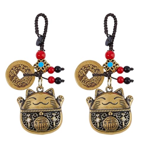 SUPERFINDINGS 2PCS Maneki Neko Ornamentos de Buena Suerte
