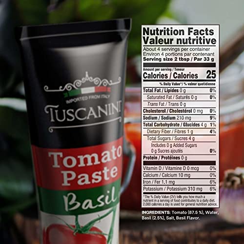 Tuscanini Italian Basil Tomato Paste, 4.5Oz Tube (1 Pack) | Made With 100% Italian Tomatoes And Basil, All Natural, Non-Gmo #TOP1