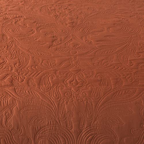 Honeilife Queen Quilt Bedding Set - 3 Pieces Microfiber Quilt Sets Lightweight Bedspreads Reversible Coverlets Retro Bed Cover Paisley Pattern Bedding Set All Season Quilts-Rust #TOP5
