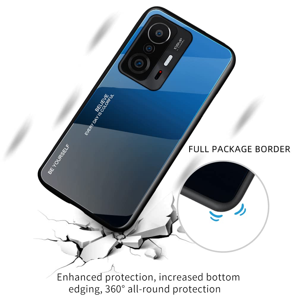 WEIOU Cover Per Xiaomi Mi 11T / 11T Pro – Custodia Sottile Con Retro In Vetro Temperato 9H Sfumato - 3