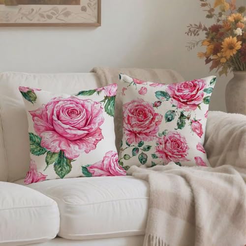 Taie oreiller rose imperméable housse coussin 80x80cm grand format - 4