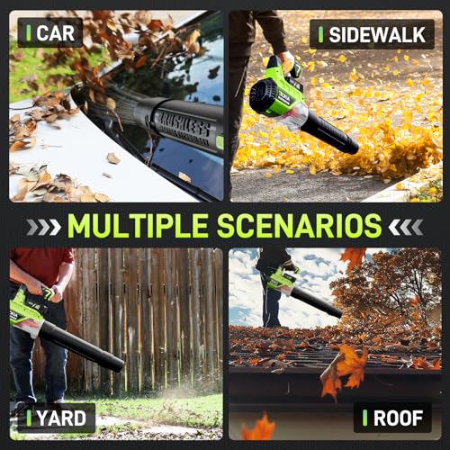 Leaf Blower Cordless, 21V Electric Blower with 2 3.0Ah Batteries and Charger, 580CFM/160MPH Powered Air Blower - Lightweight Leaf Blower for Lawn Care, Patio Cleaning, Blowing Leaves and Dust