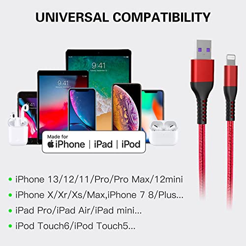 Rjj Iphone Charger Cord 10Ft, Apple Lightning Cable Nylon Braided 2 Pack Iphone Usb Charging Cable High Speed Data Transfer Cord For Iphone 13/12/11 Pro Max/Xs/Xr/Xs Max/8/7/6/5S/ Ipad Ipod Airpods #TOP4