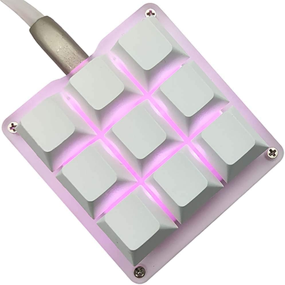 9 Keys 24 Macro Programmable Setting Keypad RGB Backlight Mechanical Keyboard for OSU Single-Handed Keyboard Electric Contest Game PC Laptop MAC Win Geeker Outemu Red Switch(Blank Keycap)