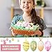 Gemscream 200g Easter Green Grass Basket Filler and 24 Pcs Easter Hanging Eggs Set Colorful Foam Easter Eggs with Recyclable Crinkle Shred Paper Filling for Easter Party Decoration Home Tree Ornaments
