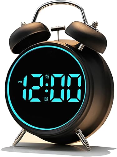 Miniatura 10 de Reloj Despertador Fuerte para Personas de Sueño Pesado Adultos, Adolescentes, Niños, Campana Doble de Metal Retro de 4 Pulgadas, Pantalla de Números