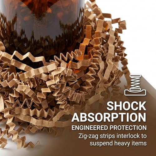 Image of BOX USA Kraft Crinkle Paper Filler (40lb) - Shredded Paper for Basket Stuffing, Shipping, Packaging, Confetti, Crafts & Holidays - Crinkle Cut