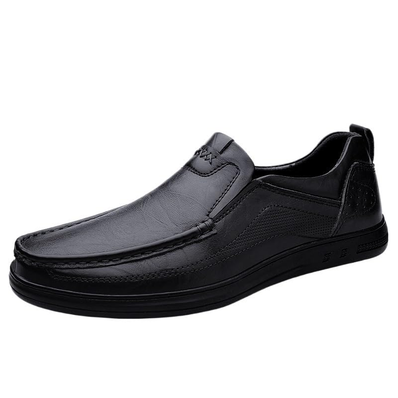 Men's Slip-on Casual Shoes Low-Heeled Oxford Shoes wear-Resistant Round-Toed Non-Slip Comfortable Shoes for Middle-Aged Elderly for Men