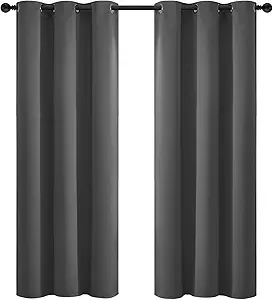 Yakamok Blackout Curtains for Bedroom, Thermal Insulated Room Darkening Curtains, Light Blocking Blackout Drapes for Living Room- 2 Panels,42x72 Inch, Charcoal Grey