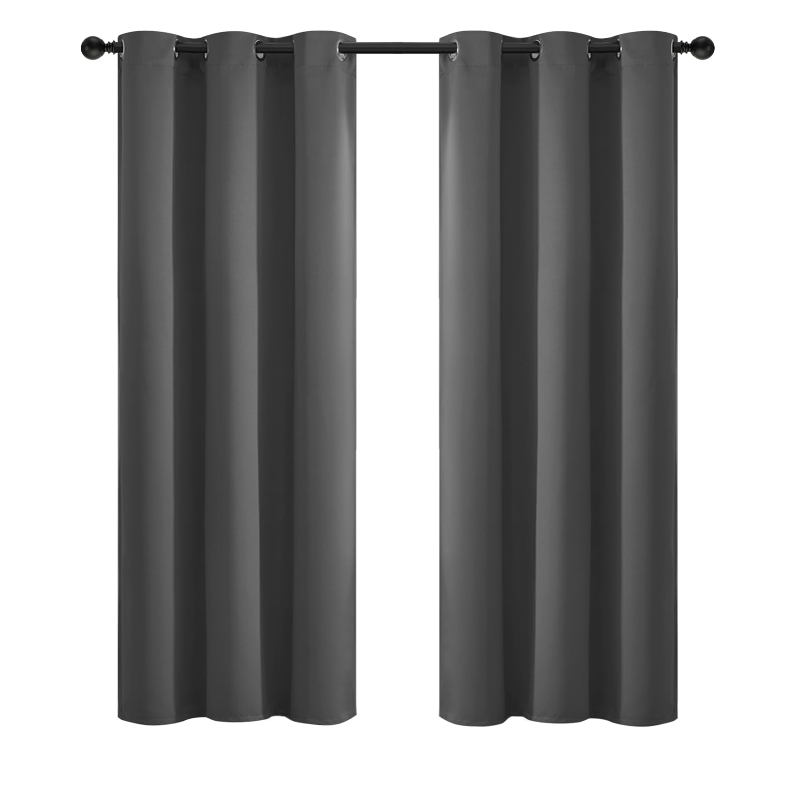 Yakamok Blackout Curtains for Bedroom, Thermal Insulated Room Darkening Curtains, Light Blocking Blackout Curtains for Living Room, 2 Panels, 106.7 x 183.9 cm, Charcoal Grey โ image 1