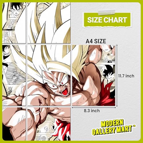 Image of MODERN GALLERY MART Pack of 20 Dragon Ball Goku Manga Poster | A4 Size Anime Wall Art (8.3 x 11.7 inch) | Manga Posters with Glue Dots | Anime Poster for Bedroom, Living Room, Office (2)