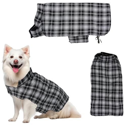 Image of Sage Square Winter Coloured Dog Coat - All-Weather Protection, Windproof, Waterproof Cozy Fleece Lining, Adjustable Straps, Durable Construction, Stylish, Comfortable, Jacket (Black & White, Large)