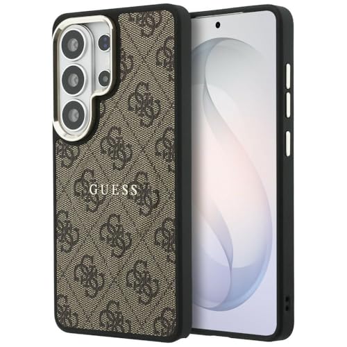 CG MOBILE Guess 4G Anneau gaufré compatible avec coque MagSafe pour Samsung Galaxy S26 Ultra (marron)