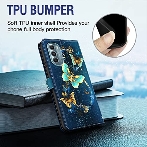Kachen For Motorola G Stylus 5G 2022 Case, Magic Butterfly Wallet Pouch Case Pu Leather Flip Cover With Hand Strap, Credit Card Slots Hybrid Cell Phone Case For Women Girls #TOP3