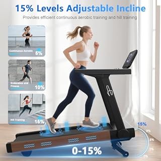 Cowmew Treadmills for Home, Folding Treadmill with 15% Auto Incline, 20KM/H, 7HP, 180KG Capacity, Running Machine for Heavy People with LED Display, Speed Knob, Fitness Apps, Bluetooth Speakers