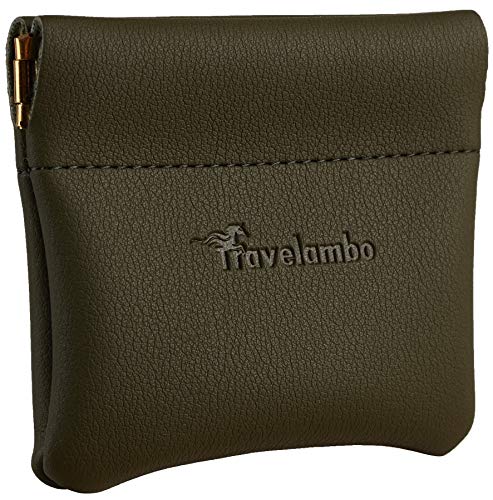 Image of Travelambo Leather Squeeze Coin Purse Pouch Change Holder for Men & Women