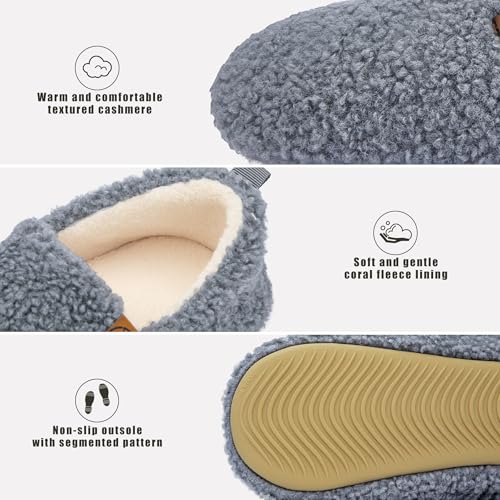 Women's House Slippers Lightweight Memory Foam House Shoes Cozy Closed Back Slippers with Curly Fleece for Indoor Outdoor3