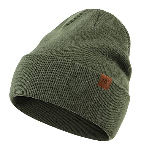 Image of Home Prefer Mens Winter Hats Acrylic Knit Cuff Beanie Cap Warm Womens Beanie Hat