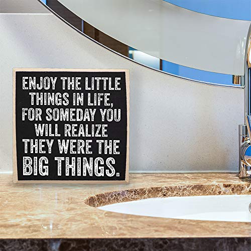 Enjoy The Little - Inspirational Gifts For Women - Rustic Wooden Sign - Great Office Decorations For Work, Cute Desk Decor, Gift For Her Or Him, Encouragement Gifts For Women & Men, Motivational Gifts #TOP1