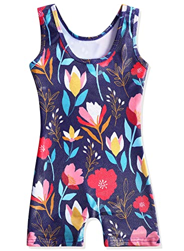 Image of HOZIY Gymnastics Leotards for Girls with Shorts Toddlers Biketards Rainbow Unicorn Dinosaur Mermaid Leopard Flower Galaxy