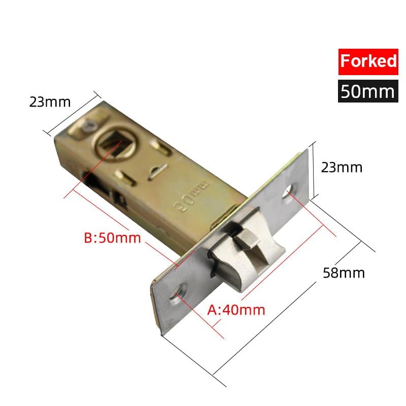 TOP-VIGOR 2Pcs 50mm Tubular Mortice Latch, Forked Tongue Lock with Door Stopper - Image 2