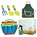 SWN Gartengeräte für Kinder, Kinder Gartengeräte Set ab 6 mit Werkzeugtasche, Gießkanne, Spitzschaufel, quadratischer Schaufel, harke, Schürze,Sandspiel-Set.