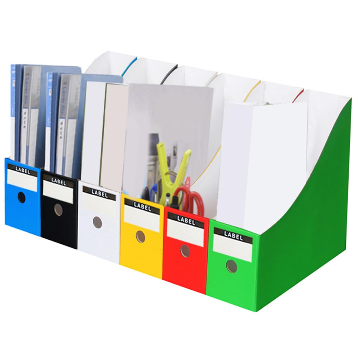 Bunte Schreibtisch-Ordner, gebogene Dokumentenhalter für Büro, mehrfarbig, Sto Soluts, professionelles Schreibtischzubehör für effizientes Nizat, 6 Stück