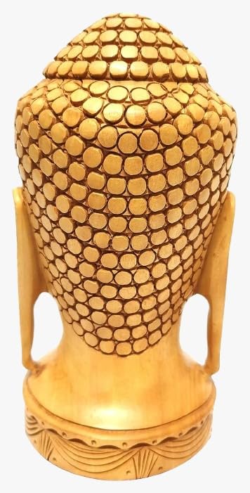 Cabeza de Buda de Madera 6 Pulgadas Artesanal para Decoración miniatura 3