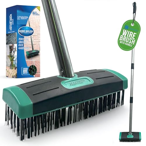 Wire Brush for Moss Removal with Stainless Steel 4 Section Handle Moss Remover Tool Patio Brush Durable Metal Bristles for Removing Tough Weeds Ideal for Garden Driveway Weed Patio Cleaner