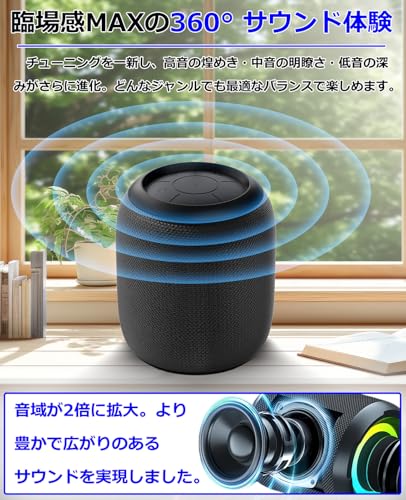 Bluetooth スピーカー ワイヤレススピーカー 【2026年新モデル】 ポータブルスピーカー Bluetooth5.3対応 小型 2 台ペアリング TFカード/AUX対応 重低音強化 防水耐衝撃 RGB ライト Type-C充電式 お風呂で使用可能 持ち運びやすい PC/スマホ対応 旅行用 集まり 家庭用