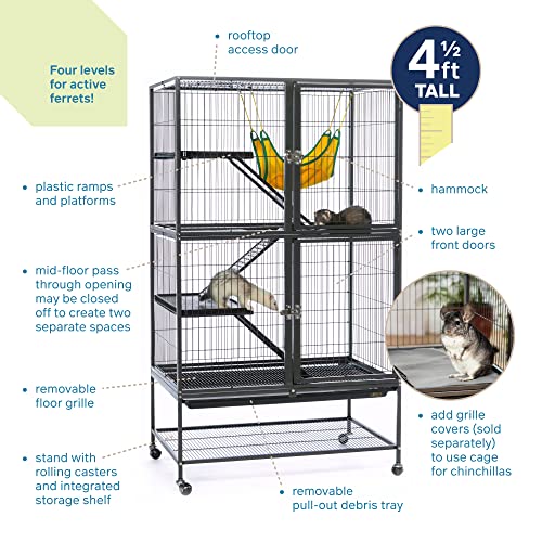 Prevue Pet Products 485 Feisty Ferret Home with Stand, Black Hammertone Small - Image 3