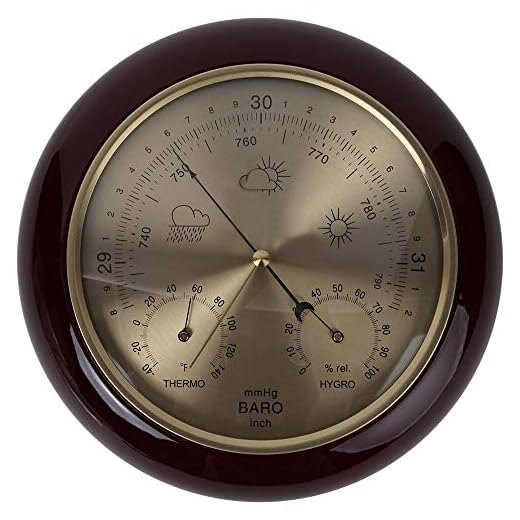 Lily’s Home Weather Station Wall Decor, Wood Frame Barometer, Thermometer and Hygrometer