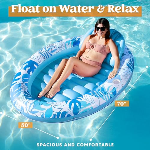 image for Sloosh Inflatable Tanning Pool Float Lounger, 70