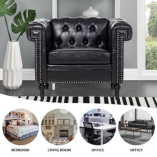 Sillón Chesterfield Plegable Negro miniatura 6