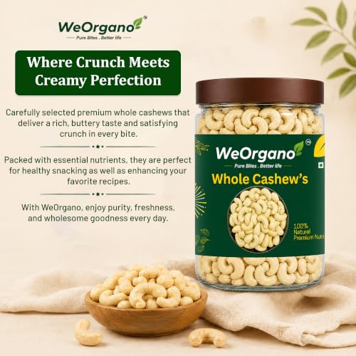 Image of W320 Cashew 500gm | Whole Cashews | Protein Rich Kaju | Premium Dry Fruits | Naturally Buttery & Creamy | No Added Sugar | No Preservatives | Healthy Snacks for Kids & Adults | Hygienically Packed