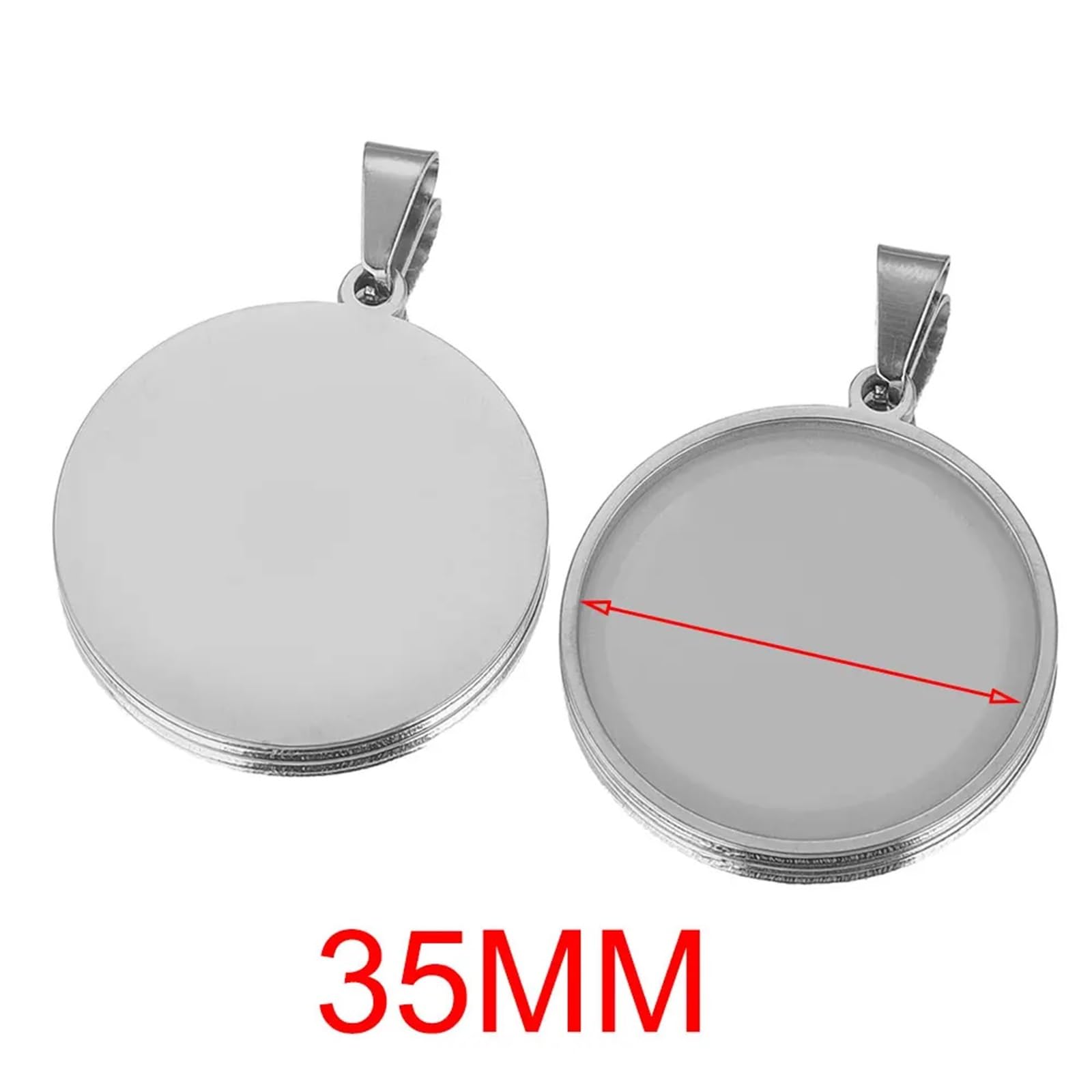 Podstawki do wisiorków, Mieszane, owalne, okrągłe, kwadratowe ze stali nierdzewnej PVD w kolorze złotym(Round 35mm)