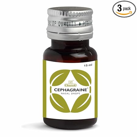 Charak Pharma Cephagraine Drops for Nasal Decongestion in Sinusitis - 15 ml (Pack of 3)