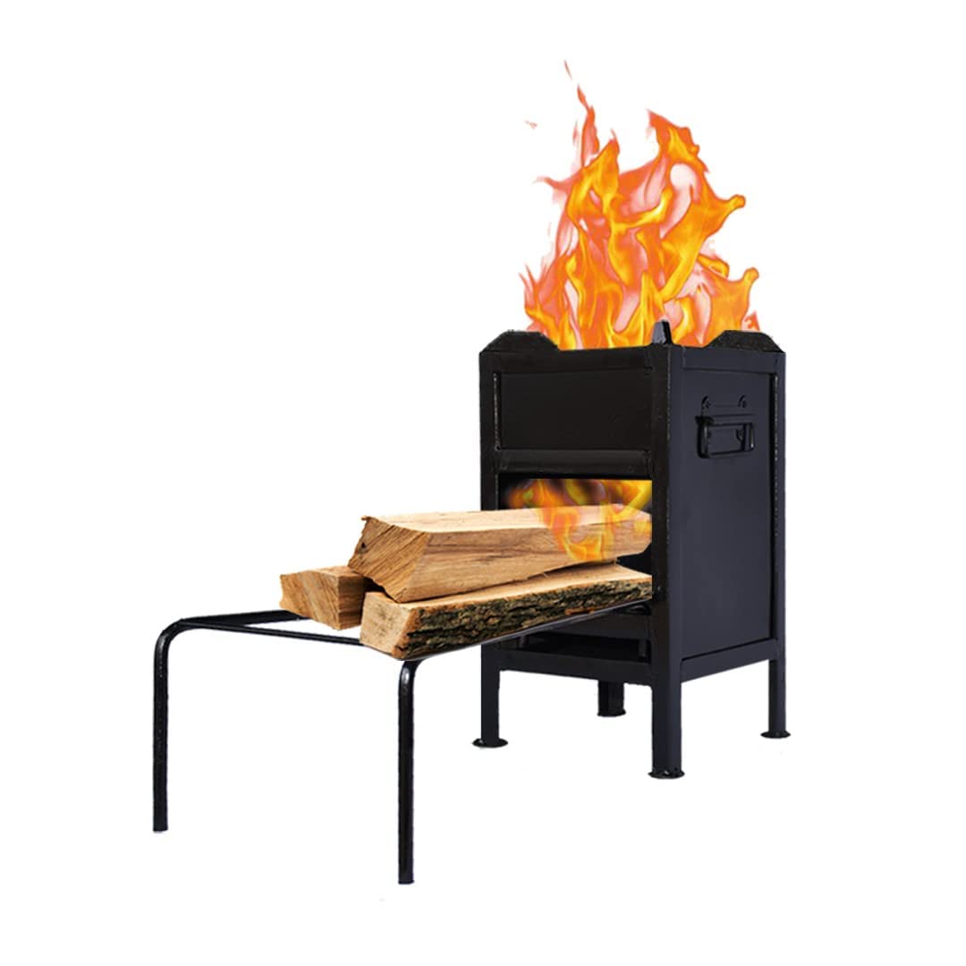 Wood Fire Stove for Home and Camping| Rocket Stove | Smokeless and Portable  | Outdoor Cooking | Picnic | LARGE | Metal Chulha (BLACK) : Amazon.in: Home  u0026 Kitchen